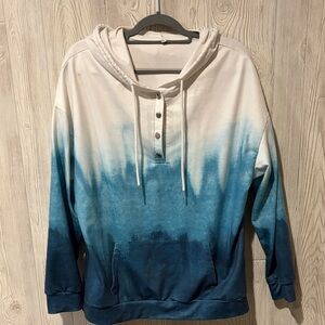 Gradient Blue and White Hoodie